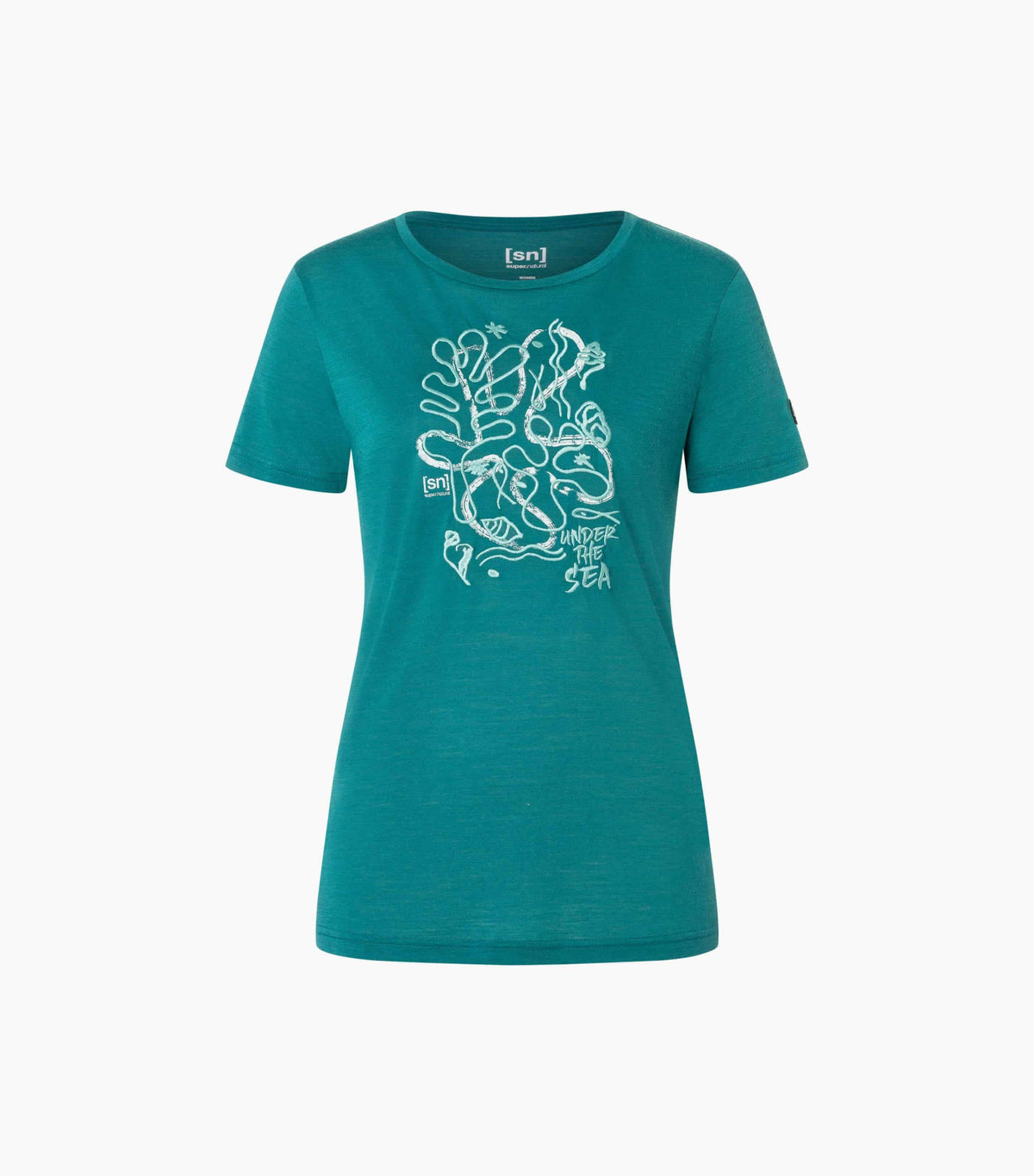 Tricou dama cu merino SN-SUPERNATURAL - W UNDER THE SEA TEE - Pacific White Stone Lagoon Green