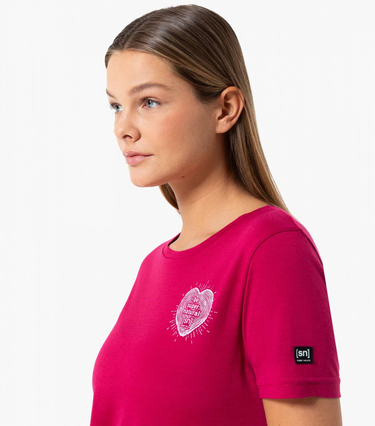 Tricou dama cu merino SN-SUPERNATURAL - W LITTLE HEARTWOOD - Sangria Orchid Ice