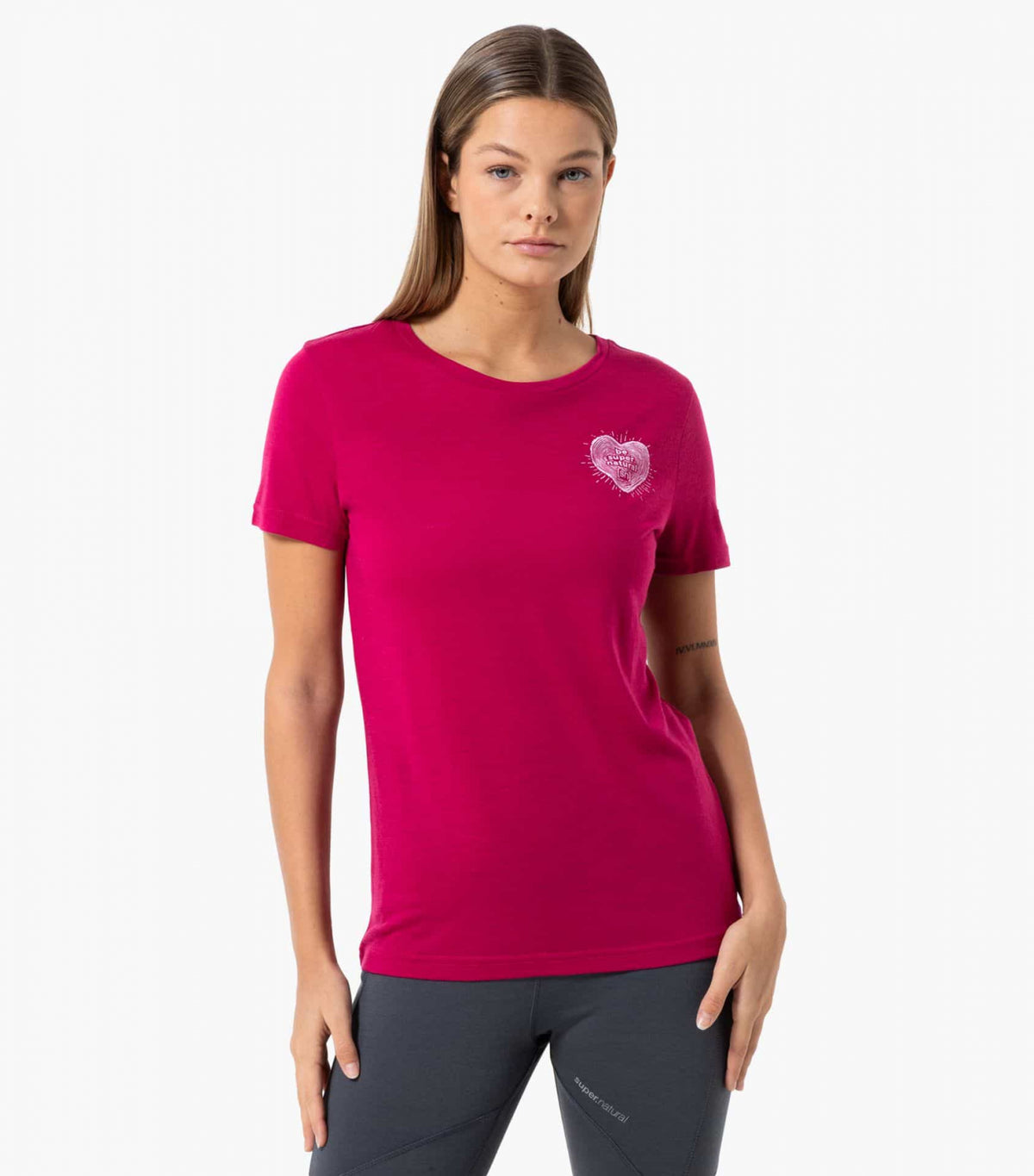 Tricou dama cu merino SN-SUPERNATURAL - W LITTLE HEARTWOOD - Sangria Orchid Ice